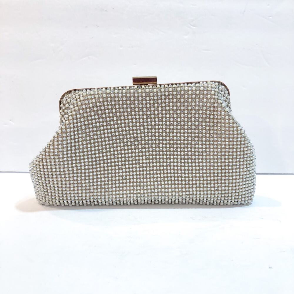 Jessica McClintock Pearl and Rhinestone Evening Clutch - Picture 2 of 7